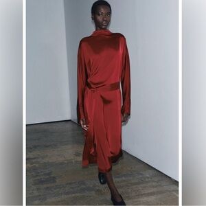 Elegant Red Satin Mini Dress